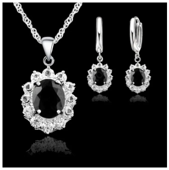 Elegant Princess Wedding Engagement Necklace Earrings Jewelry Sets 925 Sterling Silver Color Cubic Zirconia Crystal s
